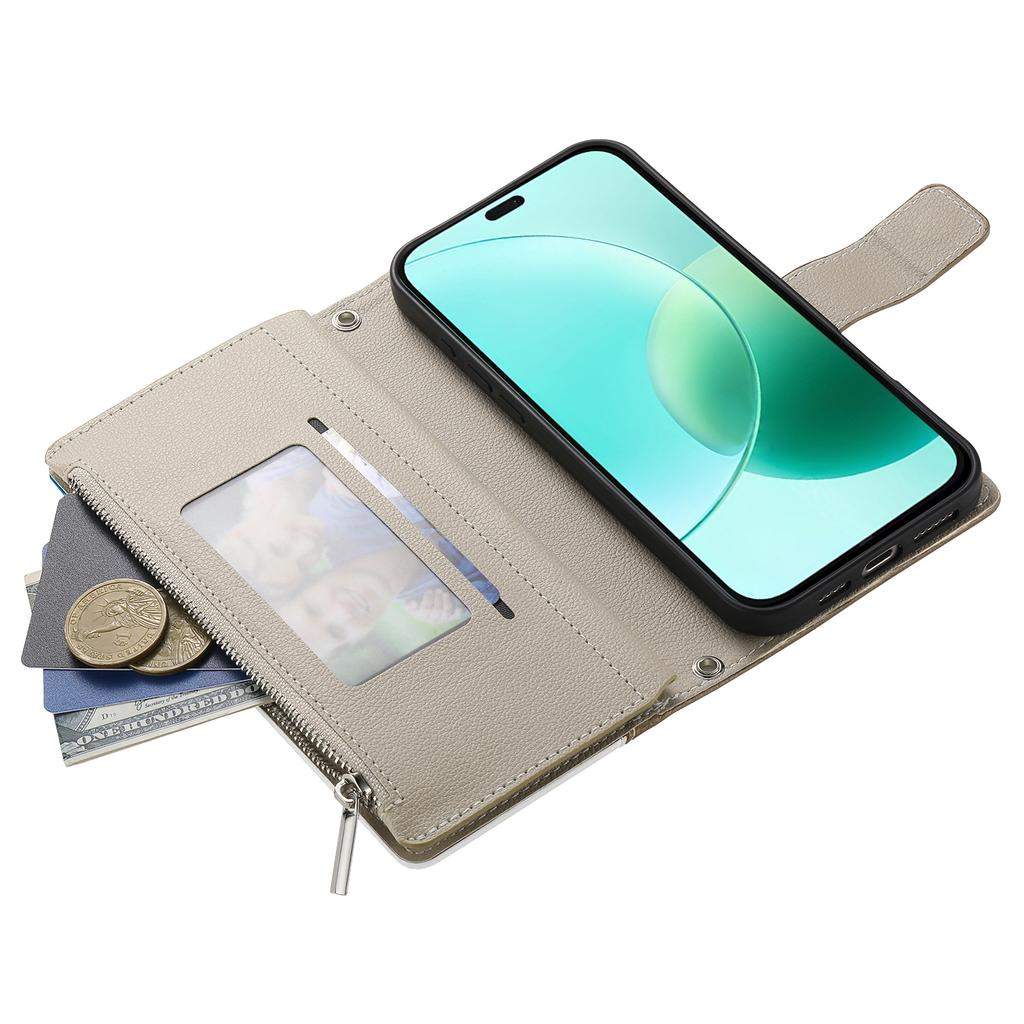For Honor 400 Lite 5G Case Zipper Wallet Color Splicing Leather Flip Phone Cover with Straps
