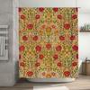 Retro Red Floral Shower Curtain Luxury Bath Decor with Green Leaf Pattern Perfect for Vintage Bathroom Design Polyester Fabric W