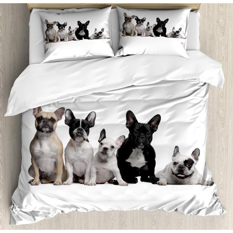 French Bulldog Duvet Cover Set Cute Animal Modern Decorative 3 Piece Bedding Set With 2 Pillowcase Dog Pattern Comforter Covers