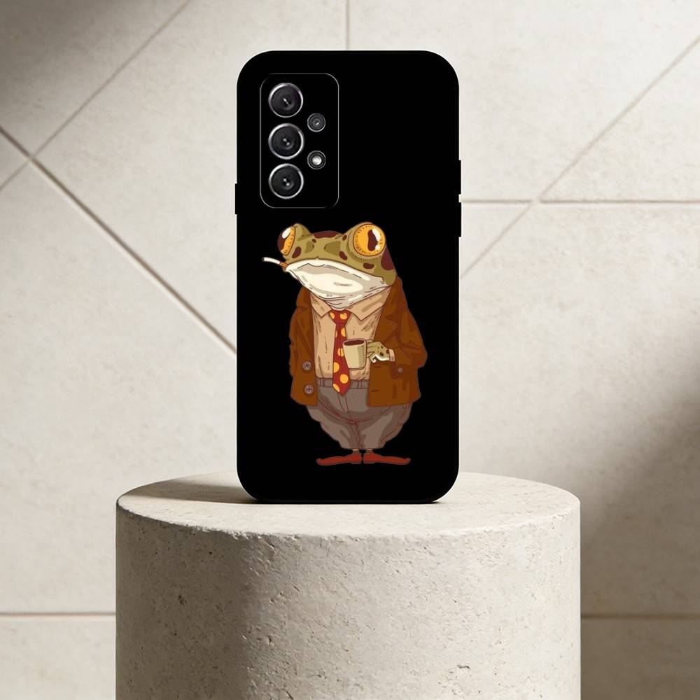 

A-Антропоморфная лягушка Чехол для телефона Для Samsung S25,24,21,22,23,30,Ultra,20,Plus,Fe,Lite,Note Мягкий Черный Чехол Samsung S235G