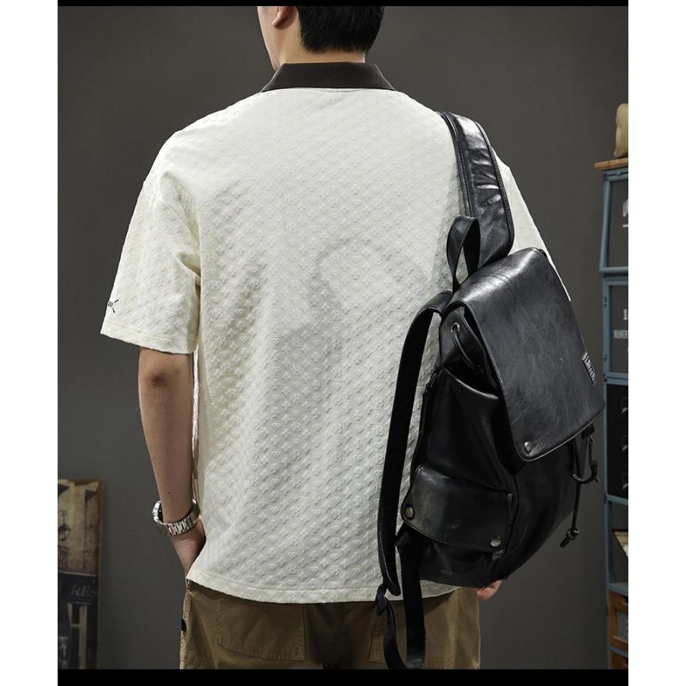 Minimally Designed Summer Top New Men's Polo Lapel Short Sleeved Loose Men's Short Sleeved Top