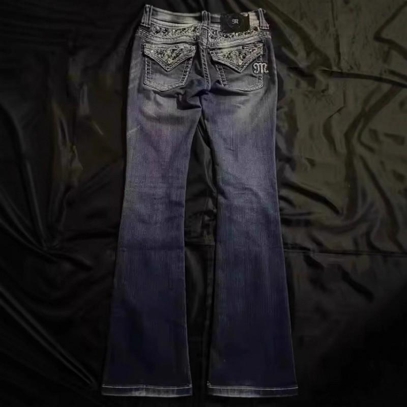 Damen High-Waist Weitbeinige Jeans mit Pailletten Streetwear Stil Lockere Passform Lässige Jeans