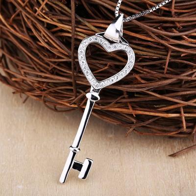 925 Sterling Silber Schlüssel Halskette frauen Mode Trend Anhänger Ornamente Gleiche Liebe Schlüssel Kette Silber