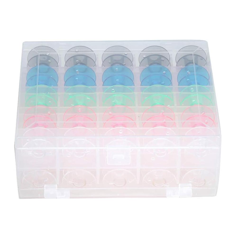 

50Pcs Sewing Machine Empty Bobbins Plastic Box Sewing Thread Machine Bobbins Colorful Transparent Bobbin Craft DIY Sewing Tool