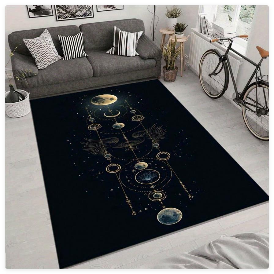 Vintage Astrology Moon Printed Area Rug Mystical Celestial Decor Floor Mat For Living Room Household Space Decor
