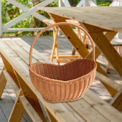 Picnic Basket with Handle Bread Imitation Rattan Handwoven for Outdoor