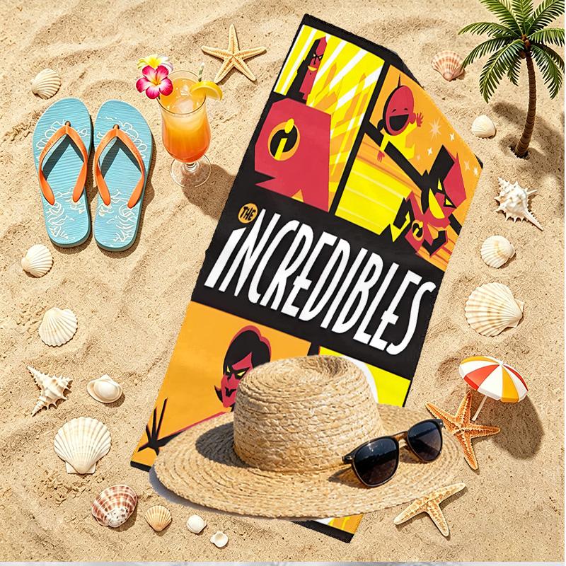 Incredibles Print Beach Towel, Versatile Lightweight Absorbent Beach Towel for Pool Surf Yoga Bathroom, Perfect Birthday Holiday Gift