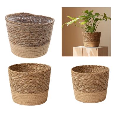 Basket Planters Flower Pots Cover Storage Basket Plant Containers Hand Woven Basket Planter Straw Bonsai Container