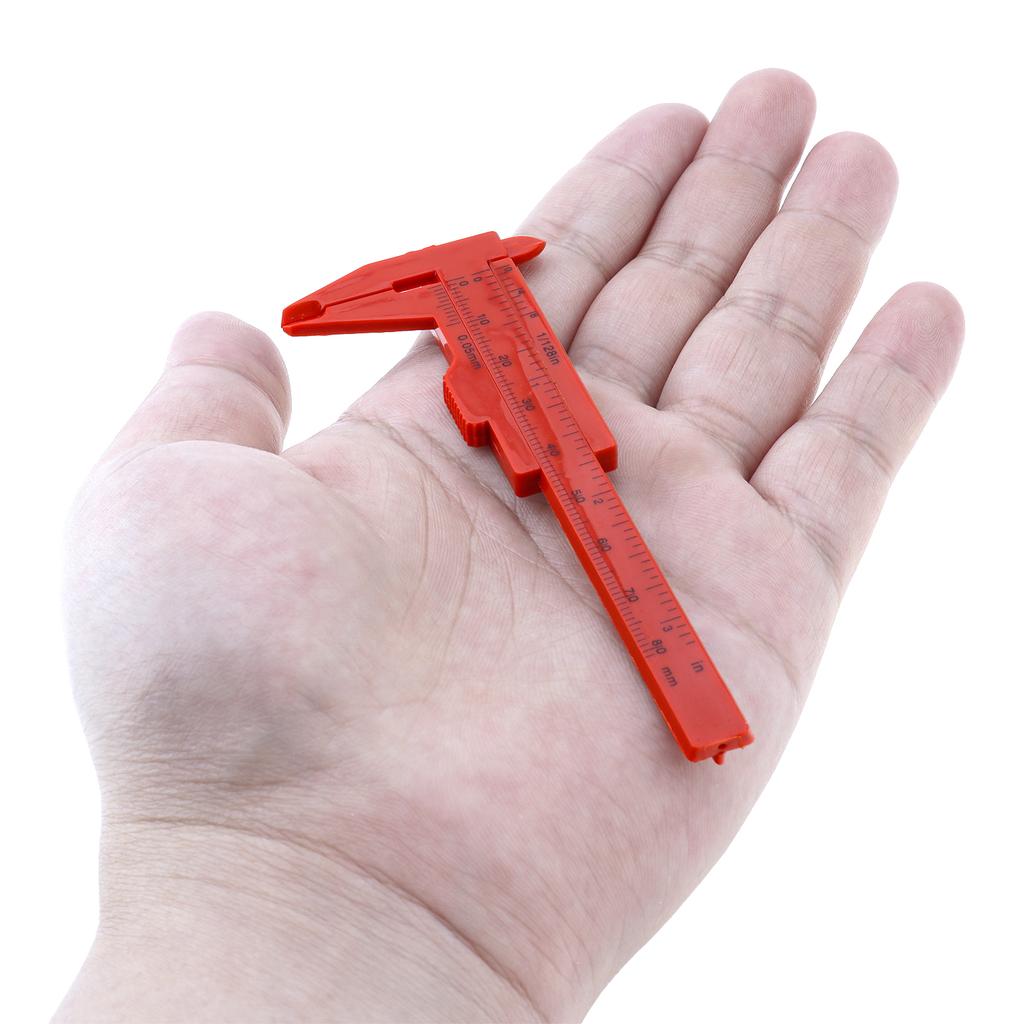 0-80 Mm / 0-3 Inch Metric & Imperial Scale Black / Blue / Red Plastic Vernier Caliper For Carpentry / Jewelry Measuring / Student, Mini Measuring Tool