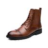 Men’s Boots Wingtip Dress Formal Brown Leather Brogues Tuxedo Wedding Motorcycle Casual Black Boots for Men