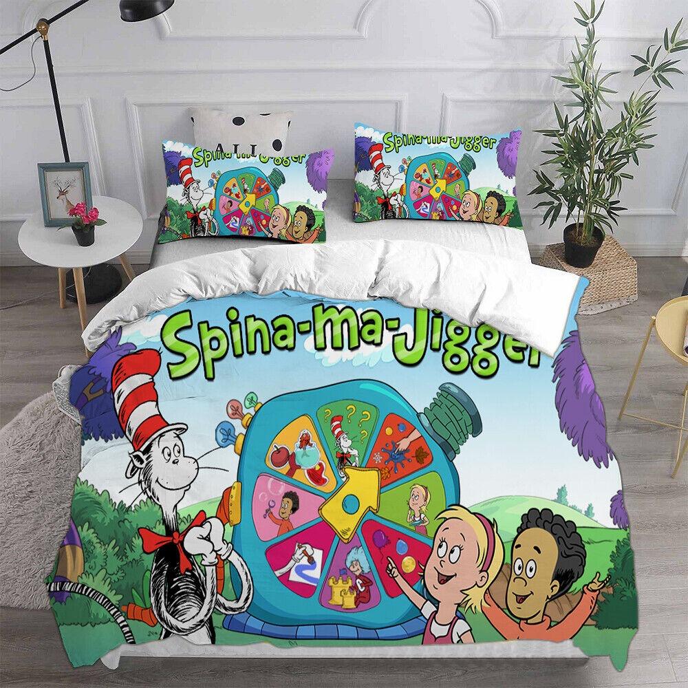 Cat In The Hat Bedding Set,Single Twin Full Queen King Size,Baby Cartoon Bed Set Kid Bedroom Bedding Sets