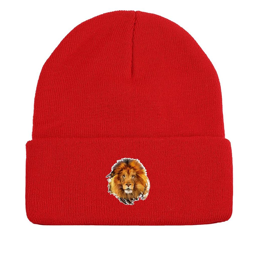 Mütze Damen Strickmützen Löwendruck Mützen Herren Damen Mütze Kopfbedeckung Skullies Beanies Einfarbige Leichte Winddichte