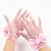 Lace Short Gloves for Little Girls 4-8 Years Tea Party Wedding Flower Gloves with Bow Kids Princess Dressing Gloves for First Communion Wedding Prom