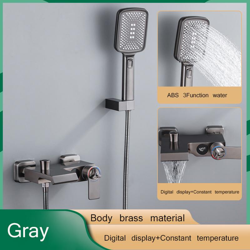 Łazienka bateria prysznicowa chromowany cyfrowy wyświetlacz deszczownica bateria wannowa do montażu na ścianie bateria wannowo-prysznicowa z kranu łazienka bateria prysznicowa