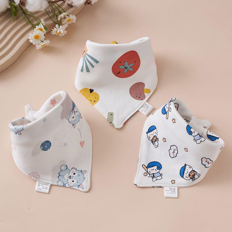 Newborn Pure Cotton Snap Bib - Double Layer Triangle Scarf for Babies