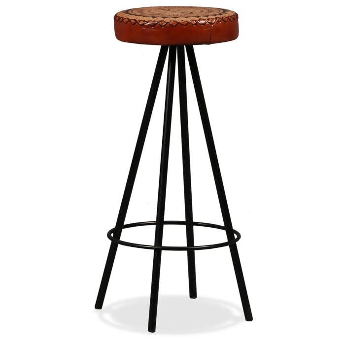 Tabourets de bar - VIDAXL - Cuir véritable - Marron et noir