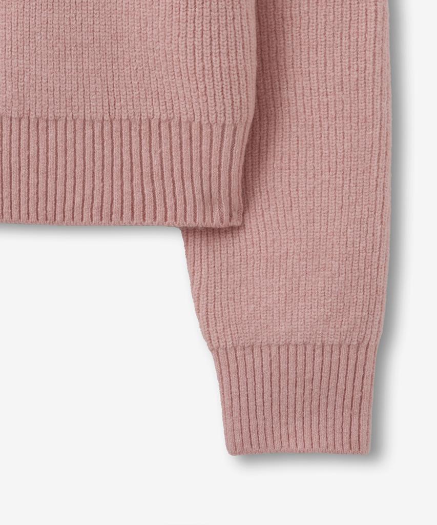 BLOND9 Hooded Rib Knit Half Zip_Light Pink