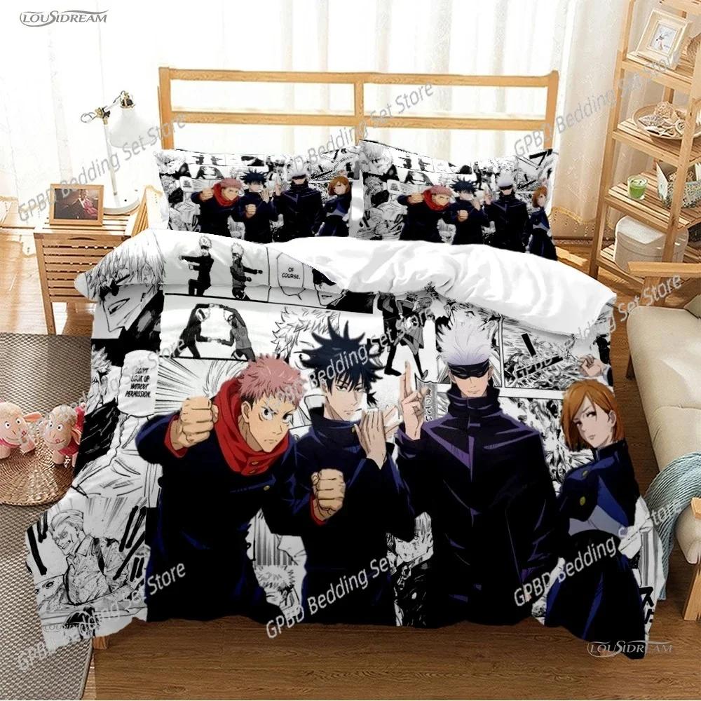 Cartoon Anime Jujutsu Kaisen Duvet Cover Comforter Bedding Set Soft Quilt Cover and Pillowcas for Teens Single Double Queen King