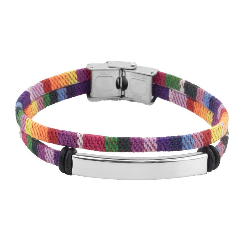 European & Korean Bohemian Multi-color Yabu Stainless Steel Woven Couple Bracelet