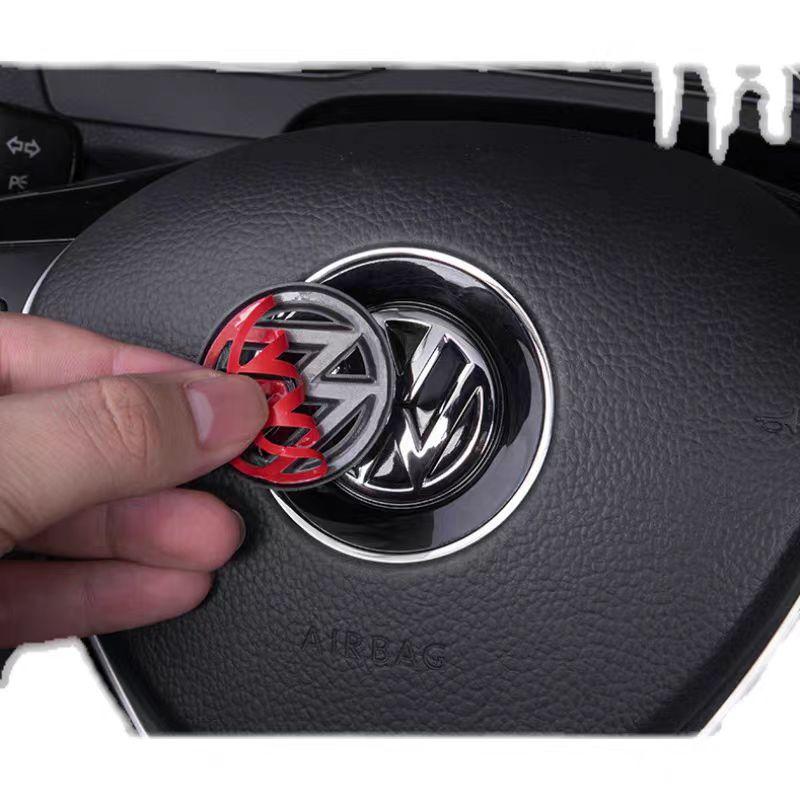 Voor VOLKSWAGEN Auto Koolstofvezelpatroon Logo Stuurwiel Decoratie Sticker Accessoires Voor VW GTI Polo Golf 5 6 Passat Sciro