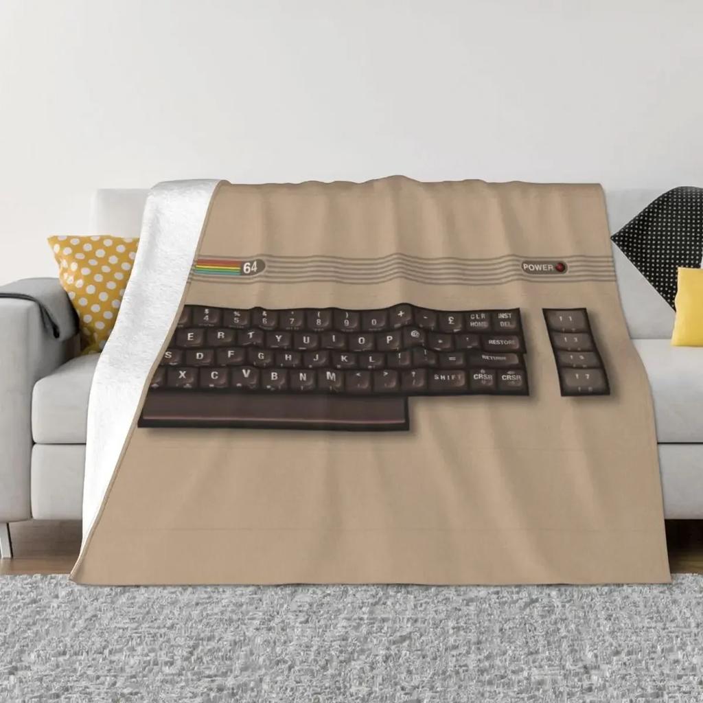 Retro Commodore 64 Blanket Soft Fleece Spring Autumn Warm Flannel C64 Amiga Computer Throw Blankets for Sofa Car Bed Bedspread
