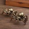 Realistic Animal Figures Spider Statue Miniature Simulation Brass Antique Ornament Spider Tea Pets Craft Desktop Display