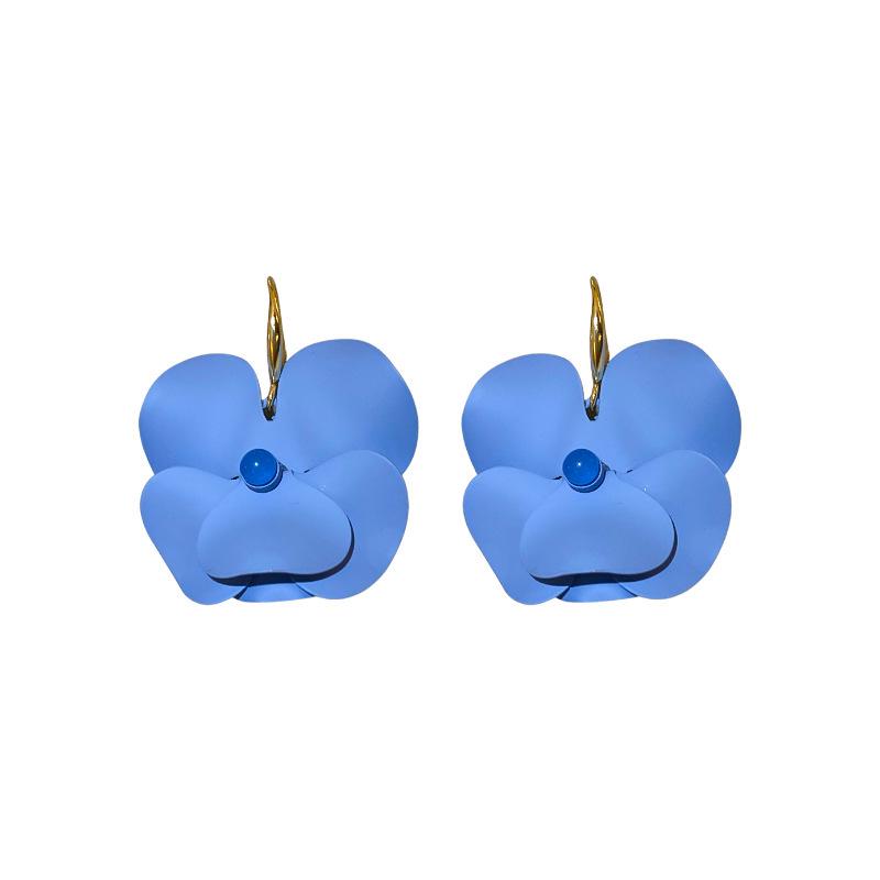 Silver Needle Butterfly Heart Earrings with Blue Gradient Drip - Elegant Autumn/Winter Studs