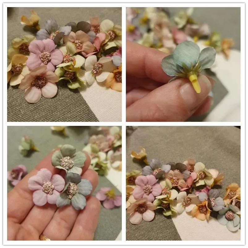 50pcs/bag Artificial Flower Heads 2cm Mini Flower DIY Garland Festival Decoration Wedding Decoration Home Ornament