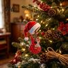 Unique Christmas Gift Red Guitar Ornament, 2D Flat Acrylic Hanging Pendant with Durable Holiday Decoration Santa Hat, Country Music Tree Decoration,