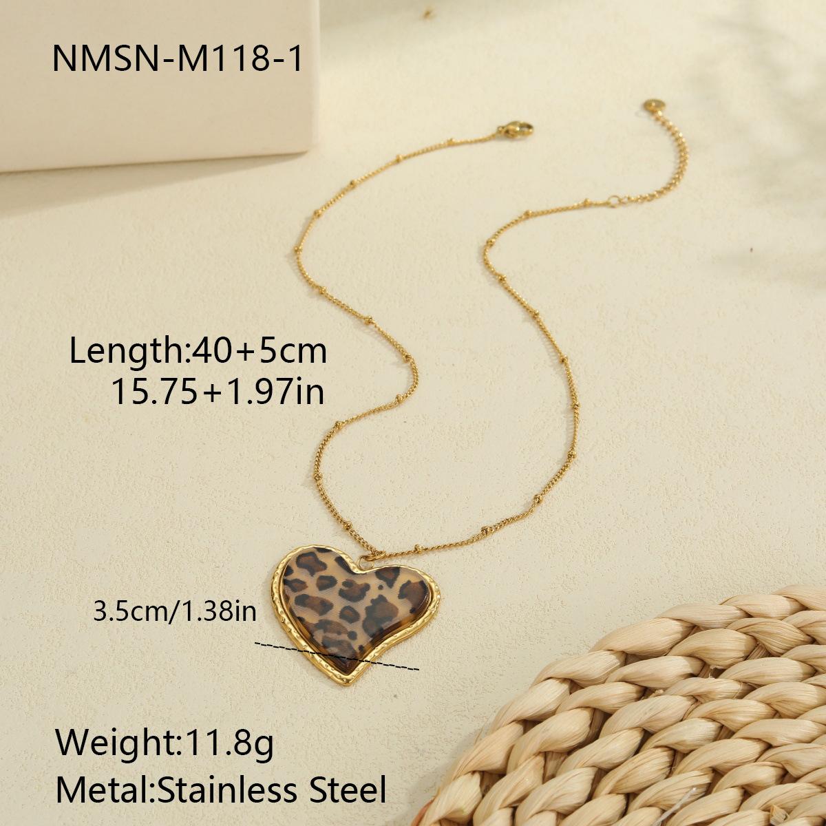 GEMCHIC Women s 2025 New Trendy Leopard Print Heart Shape Love High-Sense Pendant Necklace Choker Sweater Chain