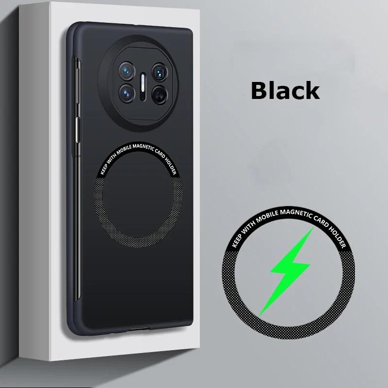 

Магнитный чехол Magsafe для Huawei Mate X5 X3 X2, тонкий безрамочный жесткий чехол из ПК, чехлы с беспроводной зарядкой для Mate X3 X2 X5 Huawei Mate X3 чёрный