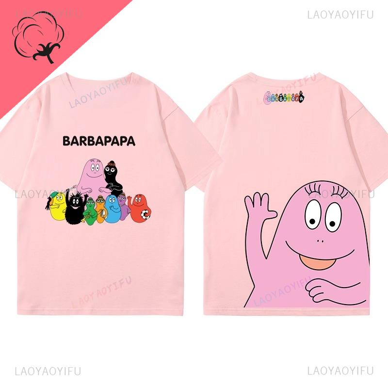 Moterų drabužiai Barbapapa Marškinėliai Geriausiai parduodami Animaciniai Kawaii Y2k Drabužiai Vaikams Minkštos Medvilnės Viengalviai Trumpomis Rankovėmis Grafiniai Marškinėliai