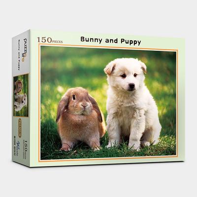 150 Piece Jigsaw Puzzle - Rabbit and Puppy