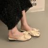 Korean Version of Bow-tied Cool Slippers for Women's Summer Wear 2025 New Versatile Pearl Bag Head Half Slippers Flat-bottomed Lazy Shoes