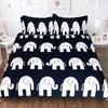 3D Bettbezug-Sets Indischer Elefant Bettwäsche-Set Schwarz Weiß Ropa De Cama King Size Tier Böhmische Bettwäsche 228X228 Bettwäsche