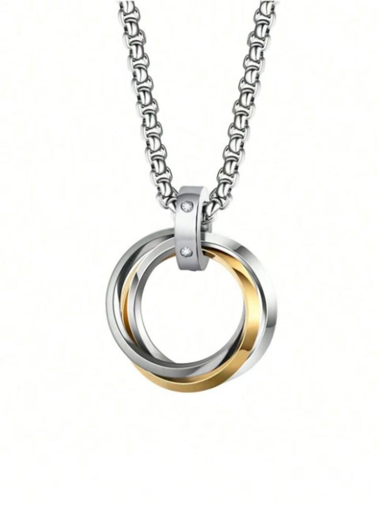 Three-ring Interlocking Necklace, Fashion Pendant, Men's and Women's Same Hip-hop Trendy Cold Versatile Neck Chain