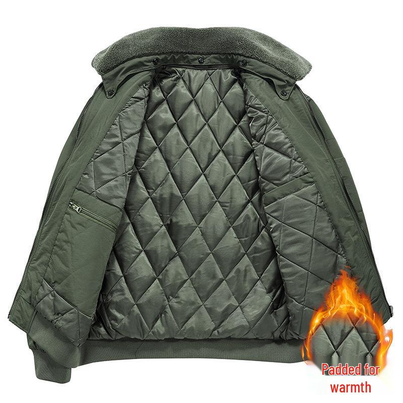 Men's Flight Jacket: Winter Thickened Velvet, Detachable Lapel, Outdoor Casual Style for Autumn & Winter