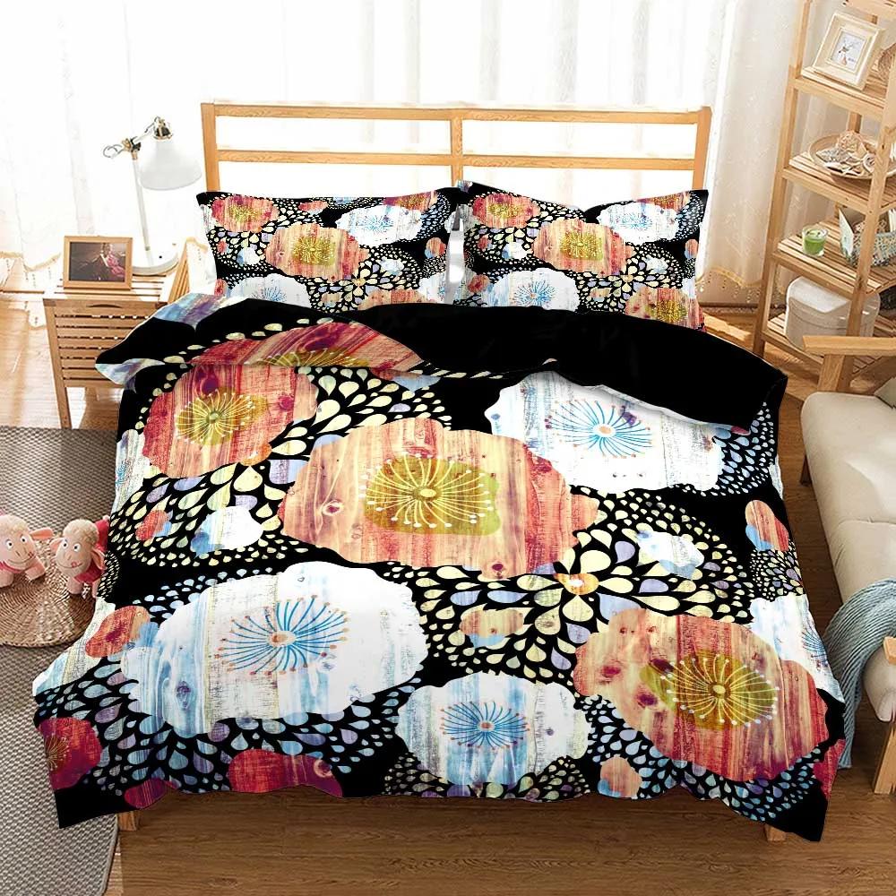 Poppy Flowers Bedding Sets Printed Jacquard Weave Bed Cover With Pillowcases Bedclothes Bedroom Comforter Set King Size Luxury