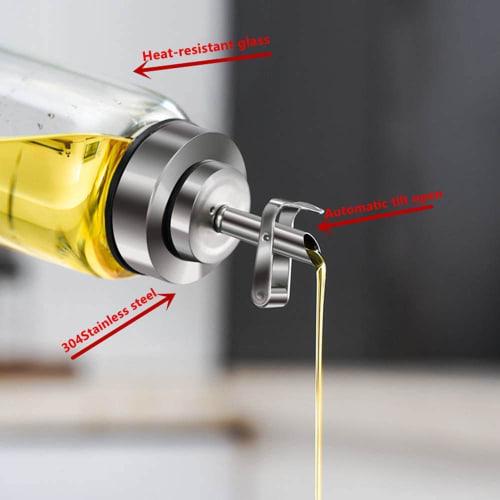 Leak-proof, dust-proof glass oil bottle, oil pot, soy sauce bottle, and vinegar bottle for home kitchen use, 500ml