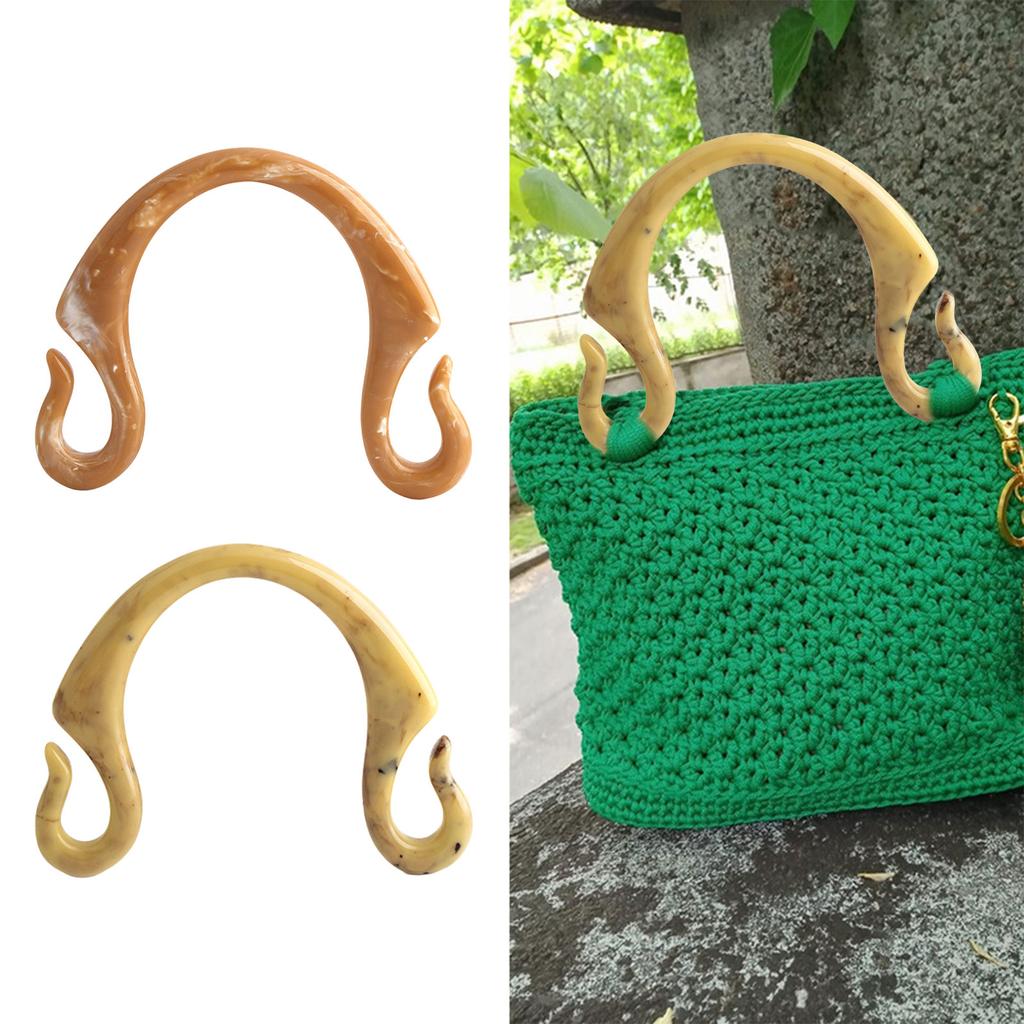 Hook Shaped Resins Bag Handle Purse Handle Handbag Handle Replacement for DIY Crochet Bag Making Crafts Purse Supplies