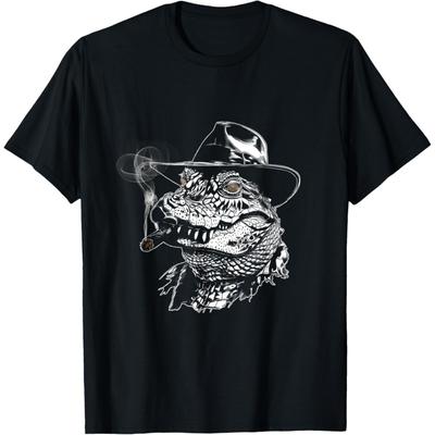 Lustiges Cowboy Krokodil Rauchen, Trend Tier Stoner, Meme T-Shirt