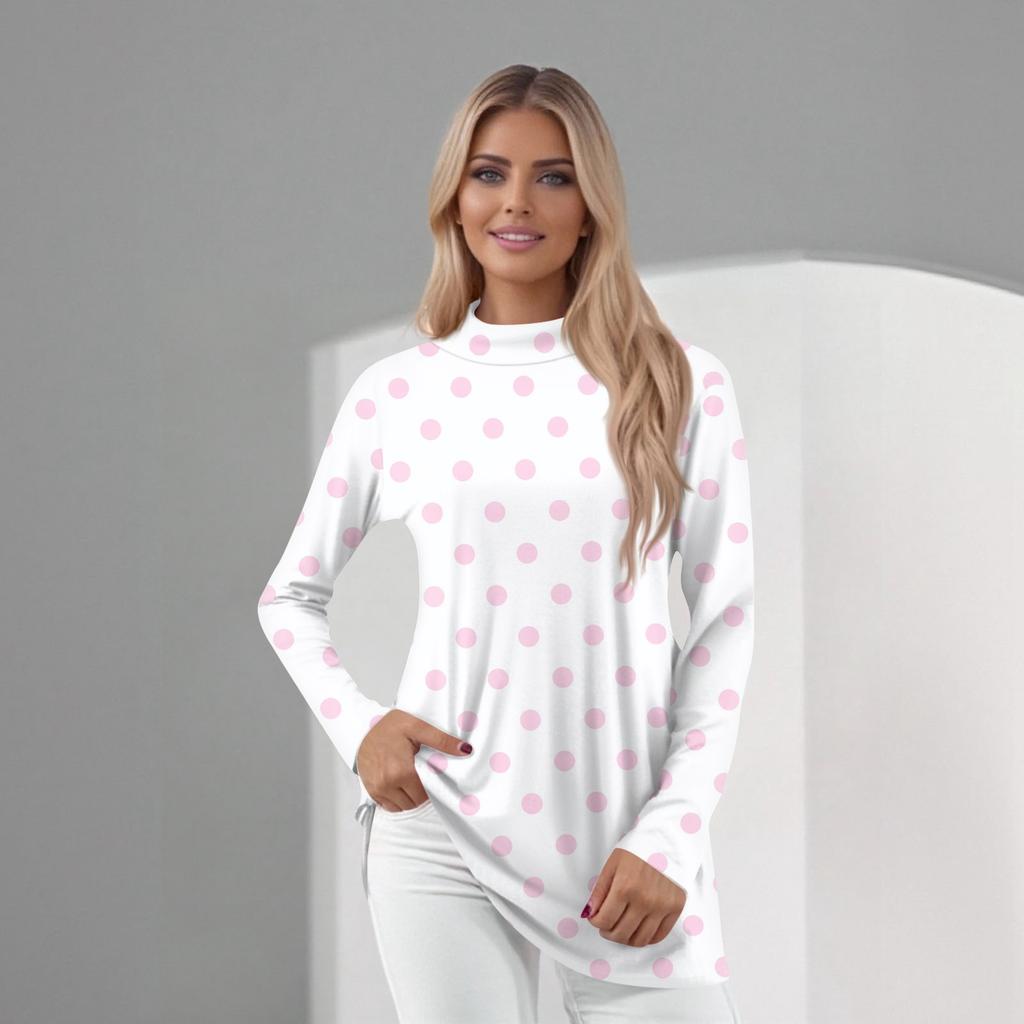 Women's Daily Casual Long Sleeve Mid Collar Top