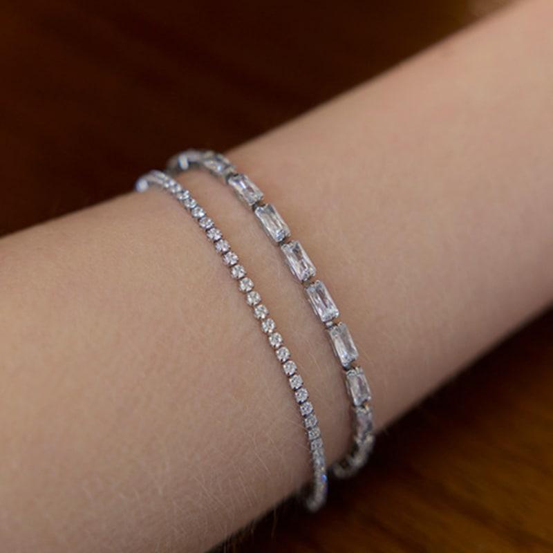 Lewe [2-bracelet set] Clear tennis bracelet