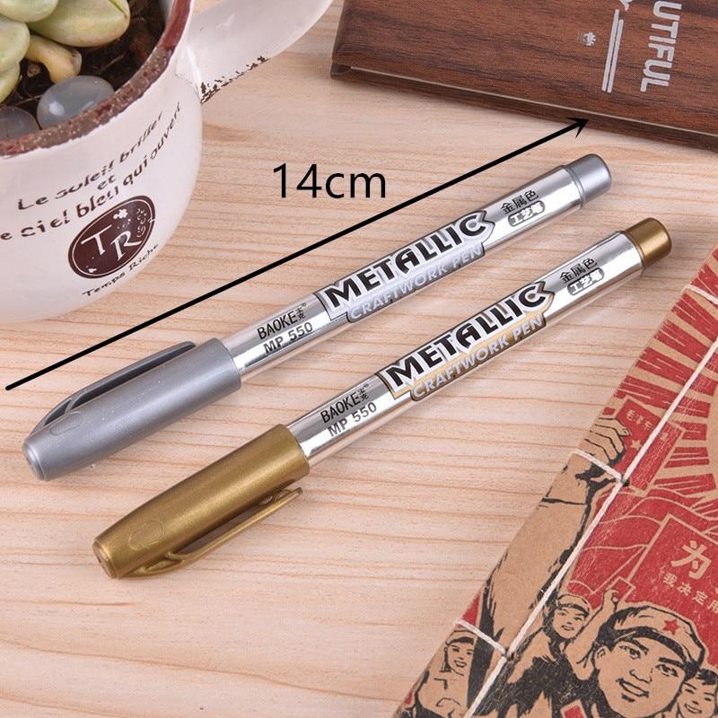 

2 Pcs Gold Silver Color Paint Pen Metal Pen Technology Decoration Craftwork Crafts Art Painting Metallic Fabric Marker Pens 1 pc gold 1 pc silver