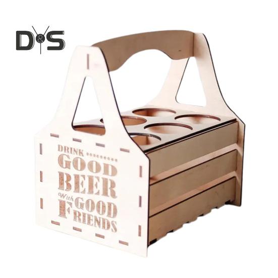 

Деревянная пивная банка для пикника, пивная переноска, держатель для пивных бутылок, сумка в винтажном стиле для 4 или 6 бутылок, вечеринки с возможностью принести свое пиво, барбекю L