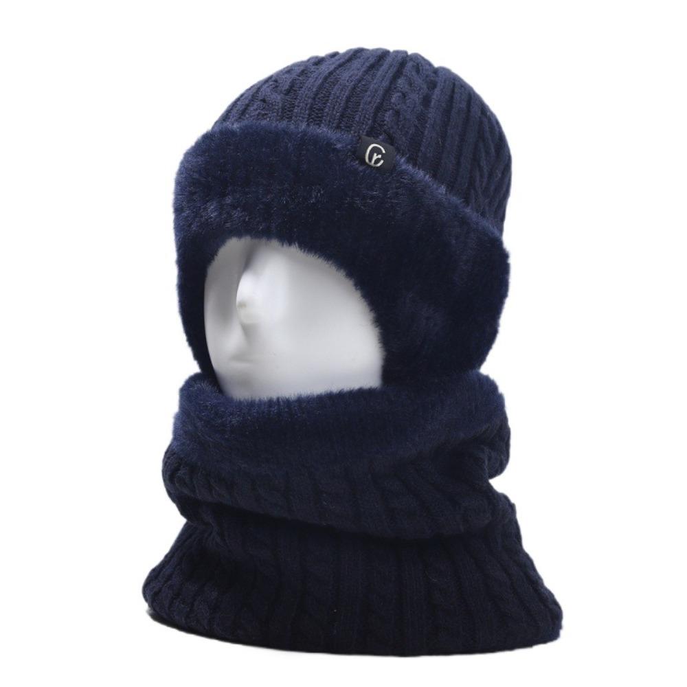 Fleece Scarf and Hat Set Soft Knitted Scarf Balaclava Hat Hooded Thermal Cap  Keep Warm