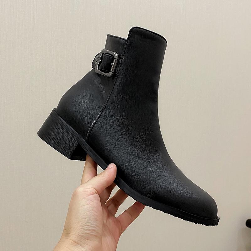Women's Low-heeled Short Boots Autumn and Winter New Thick-heeled Large-size Comfortable Recreational Locomotive Boots