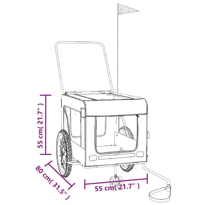VidaXL Pet Bike Trailer, Dog Bike Trailer with Wheels, Pet Stroller with Flag, 93944
