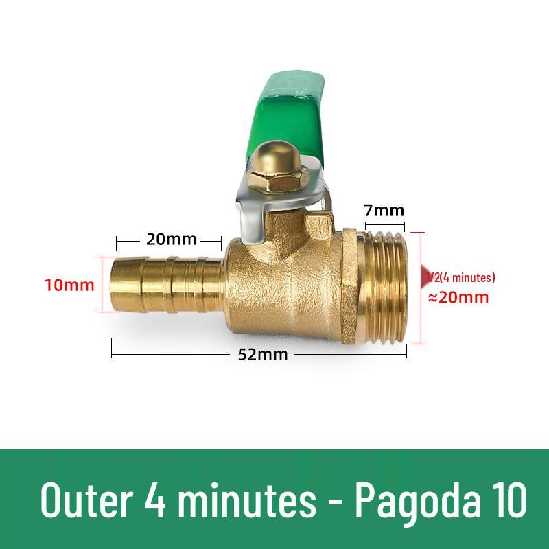 Copper DN20 Thickened Water Valve, Internal/External Thread, Pneumatic Ball Switch, 2-Point One-Piece Design