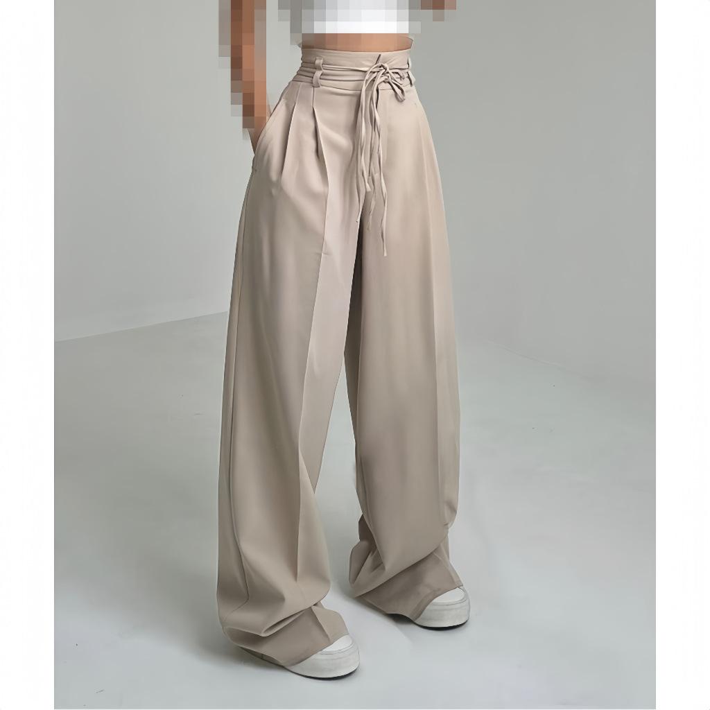High Waist Straight Leg Casual Pants Solid Color Women